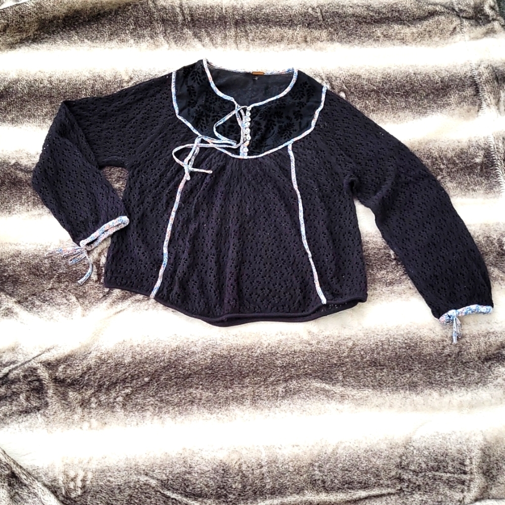 FREE PEOPLE CROCHETED LACE TOP